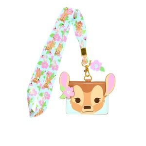 NWT Loungefly Disney Bambi Springtime Flowers Lanyard ID Card Holder Keychain
